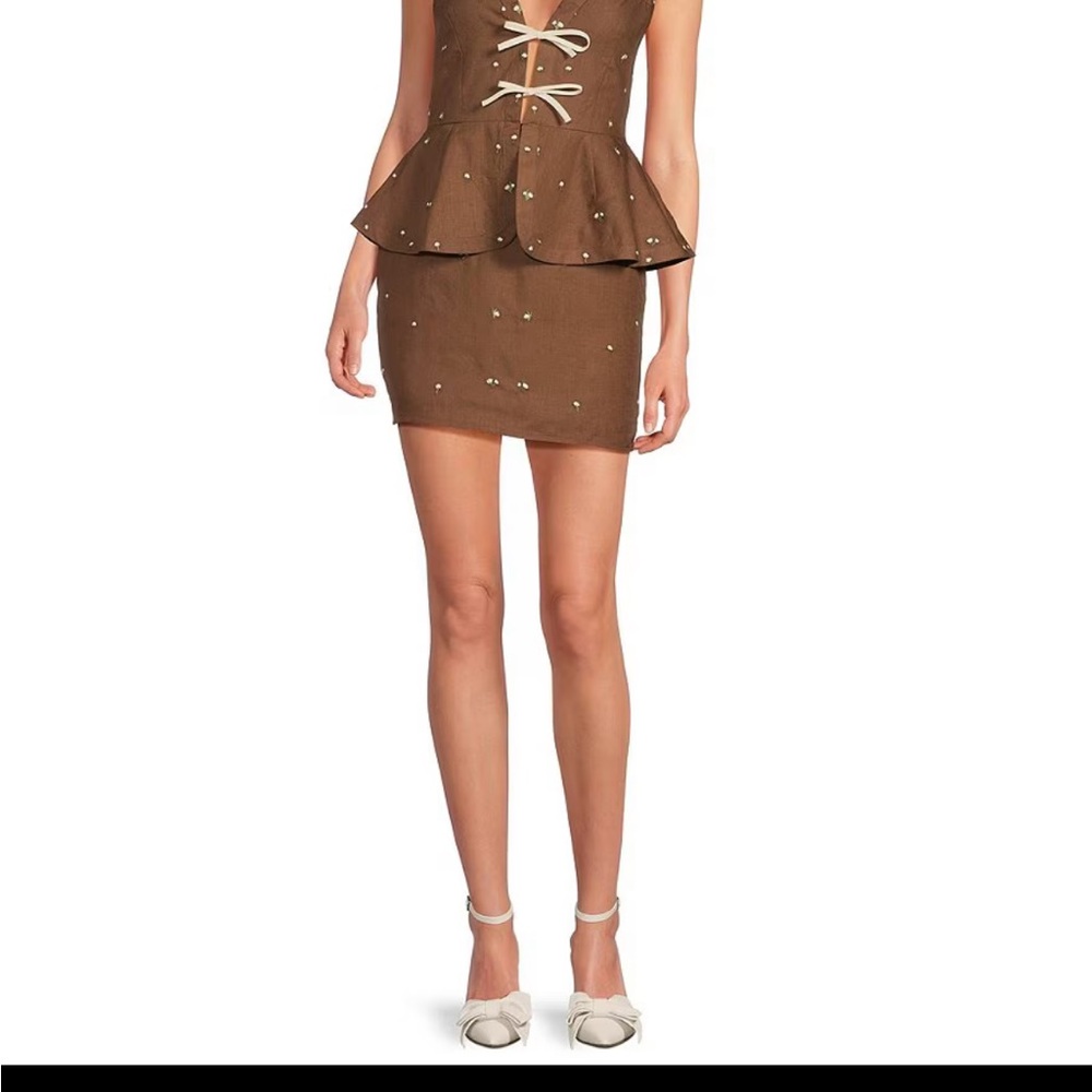 Fanm Mon Espresso Peplum Mini Dress